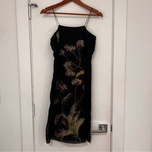 BCBG Max Azria Collection Organza Floral Black Mini Dress